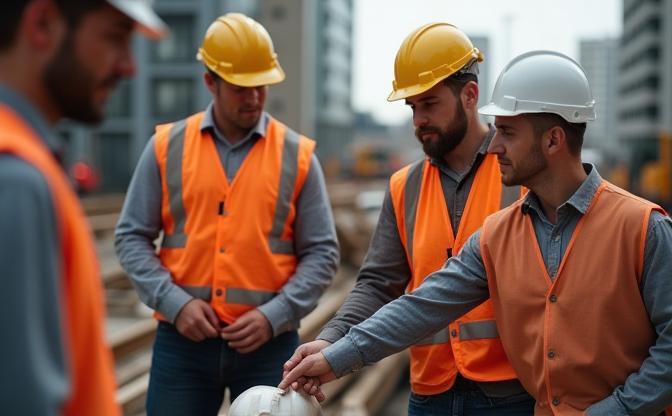 Construction workers at Manchester city site